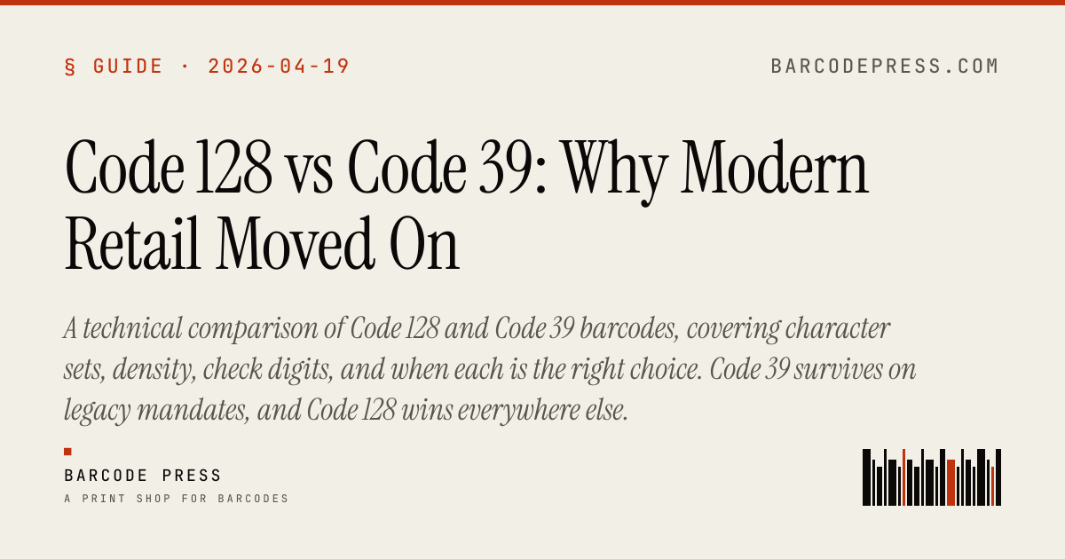 Code 128 vs Code 39: Why Modern Retail Moved On · Barcode Press